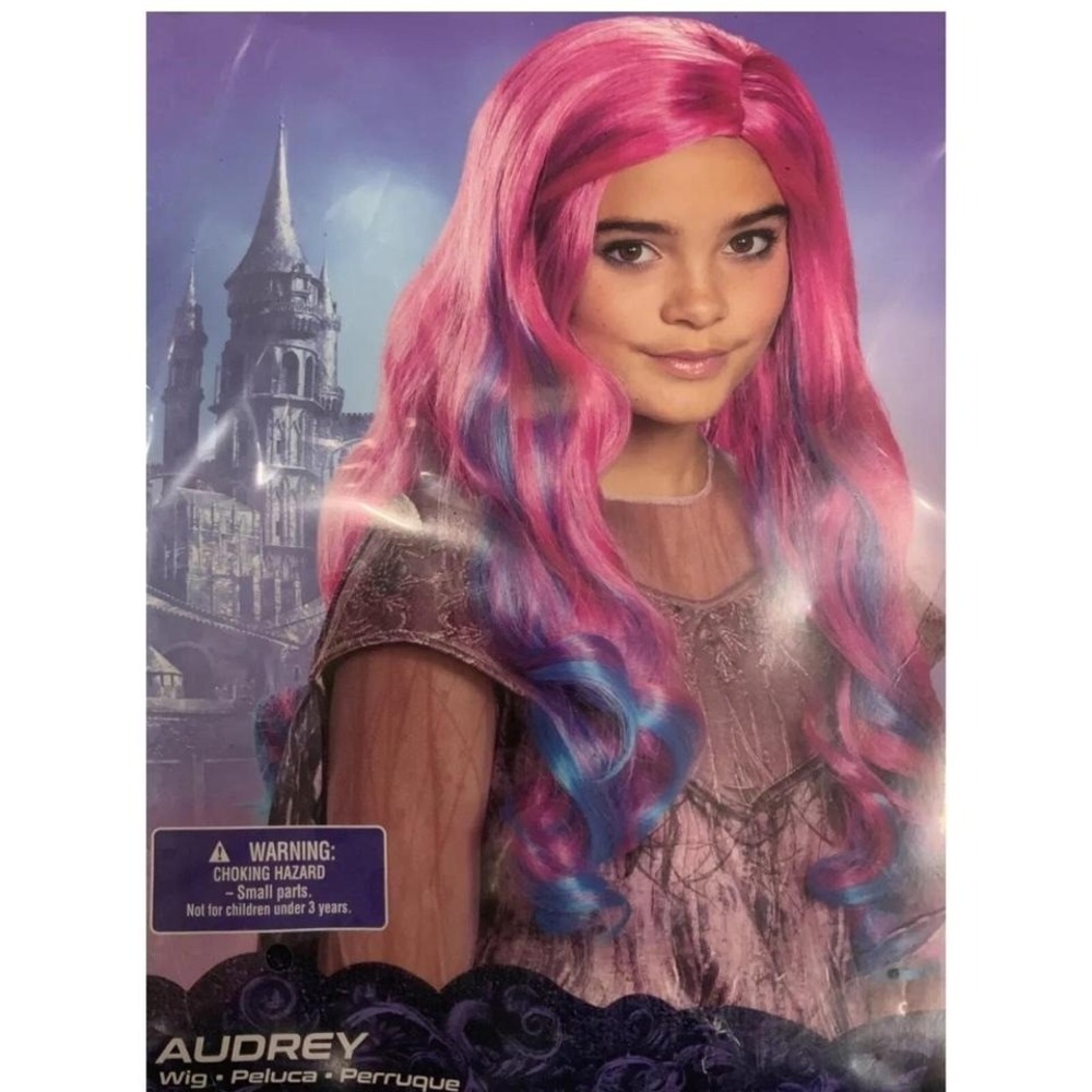 Disguise Audrey Descendants 3- Girls Pink And Blue Wig - Halloween Accessory